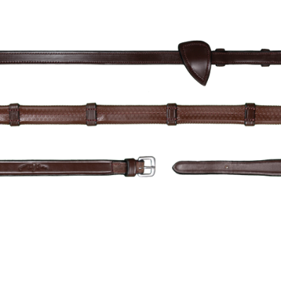 Dy'on New English Collection 1/2" Rubber Reins with 7 Leather Loops