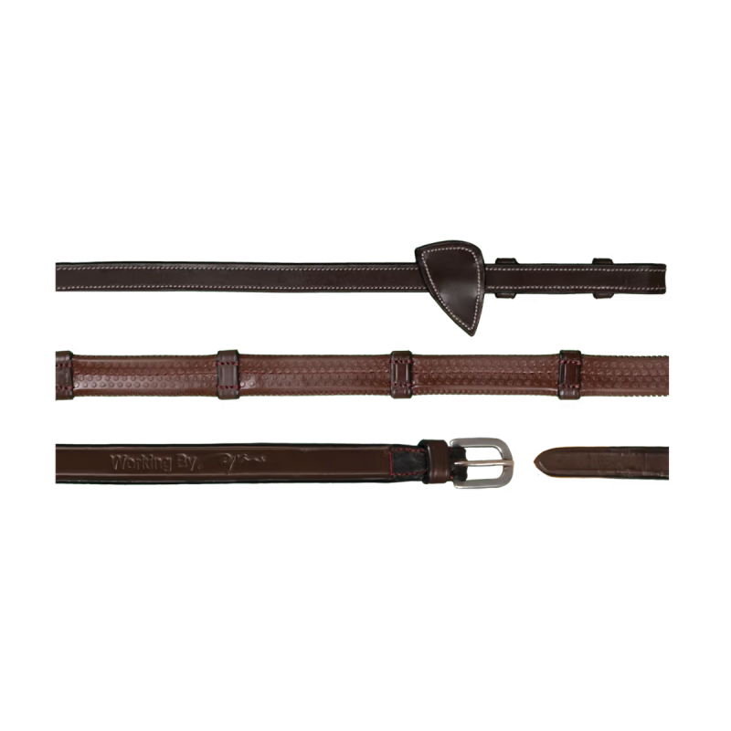 Dy'on Working Collection 1/2" Rubber Reins with 7 Leather Loops