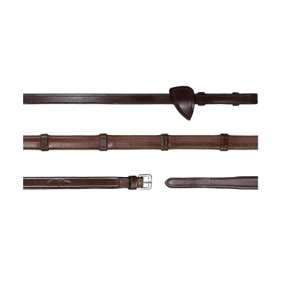 Dy'on New English Collection 1/2" Rubber Reins with 7 Leather Loops