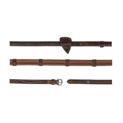 1/2 rubber reins with 7 leather loops and plaited finish