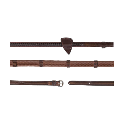 Dy'on New English Collection 1/2" Rubber Reins with 7 Leather Loops and Plaited Finish
