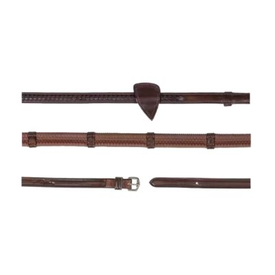 Dy'on New English Collection 1/2" Rubber Reins with 7 leather loops and plaited finish