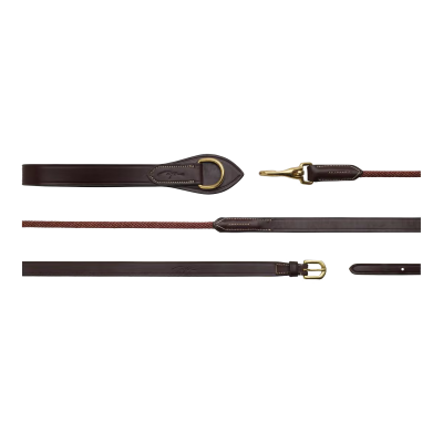 Dy'on D Collection Leather/Nylon Draw Reins 5/8"