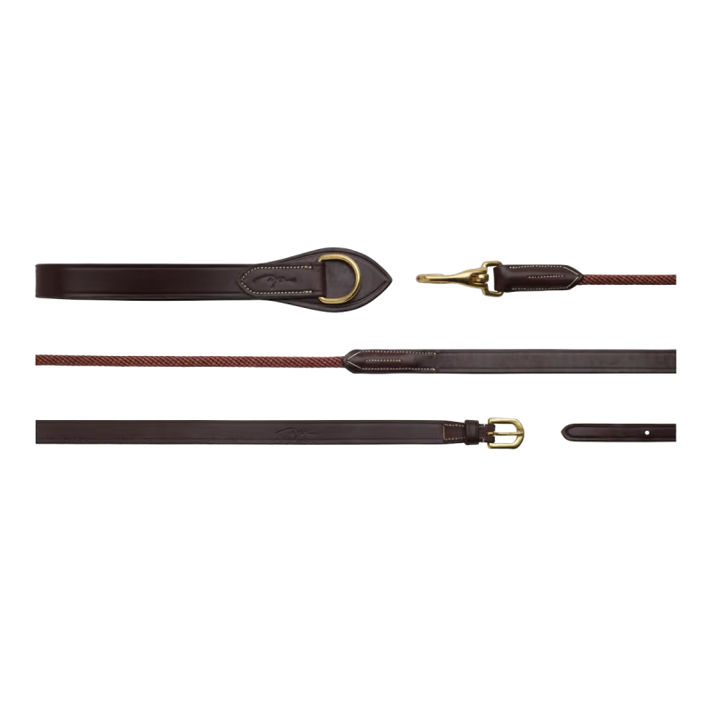 Dy'on D Collection Leather/Nylon Draw Reins 5/8"