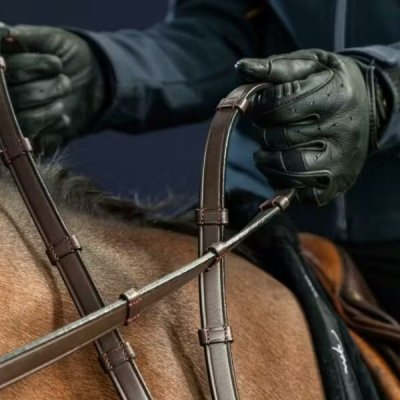 Dy'on Dressage Collection Flat Leather 5/8" Full Leather Double Bridle Reins With 7 Leather Loops - Image 2