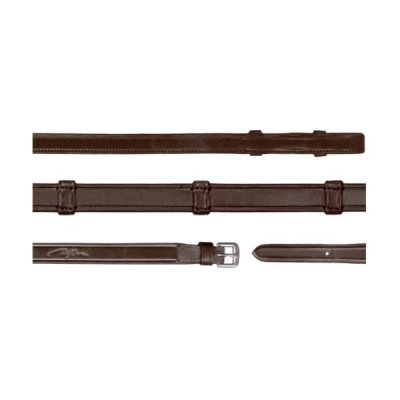 Dy'on Dressage Collection Flat Leather 5/8" Full Leather Double Bridle Reins With 7 Leather Loops - Image 3