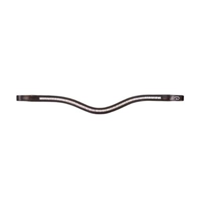 Dy'on Dressage Collection Flat Leather Double White Swarovski V Shape Browband - Image 4