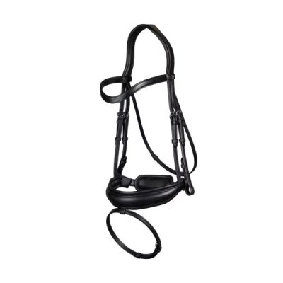 Dy'on Dressage Collection Flat Leather Matte Large Crank Noseband Bridle With Flash - Image 3