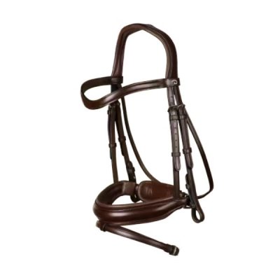 Dy'on Dressage Collection Flat Leather Matte Medium Crank Noseband Bridle With Flash - Image 3