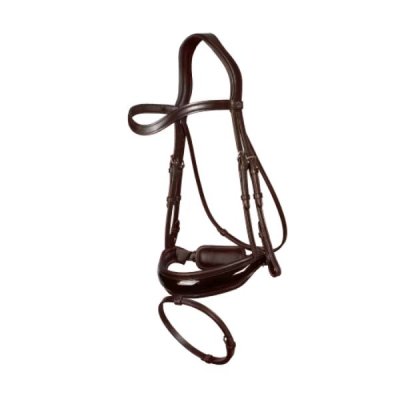 Dy'on Dressage Collection Flat Leather Patent Large Crank Noseband Bridle with Flash - Image 3