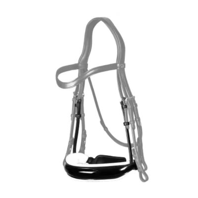Dy'on Dressage Collection Flat Leather Patent Large Crank Noseband With White Padding - Image 2