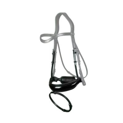 Dy'on Dressage Collection Flat Leather Patent Large Crank Noseband with Flash