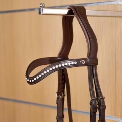 Dy'on Dressage Collection Flat Leather White Swarovski V-Shaped Browband