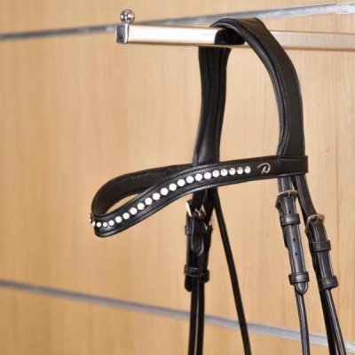 Dy'on Dressage Collection Flat Leather White Swarovski V-Shaped Browband - Image 2