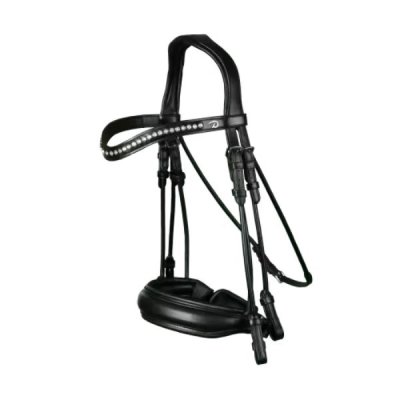 Dy'on Dressage Collection Round Leather Matte Large Crank Noseband Double Bridle