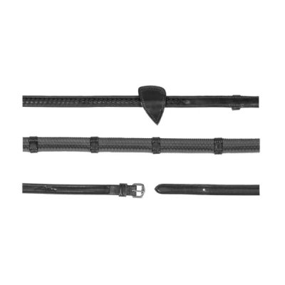 Dy'on New English Collection 1/2" Rubber Reins with 7 leather loops and plaited finish - Image 5