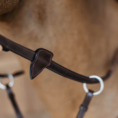 Dy'on New English Collection 1/2" Rubber Reins with 7 leather loops and plaited finish - Image 3