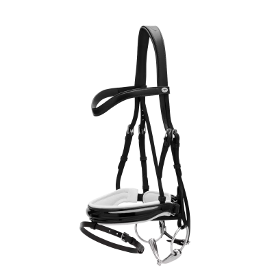 Dy'on Working Collection Patent Large Crank Noseband Bridle with White Padding and Flash