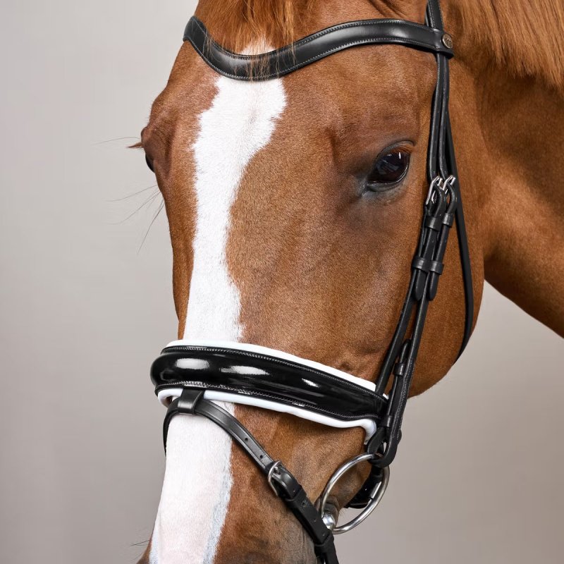 Dy'on Working Collection Patent Large Crank Noseband Bridle with White Padding and Flash - Image 3