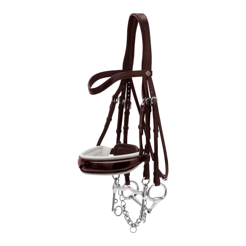 Dy'on Working Collection Patent Large Crank Noseband With White Padding Double Bridle - Image 2