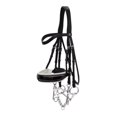 Dy'on Working Collection Patent Large Crank Noseband With White Padding Double Bridle