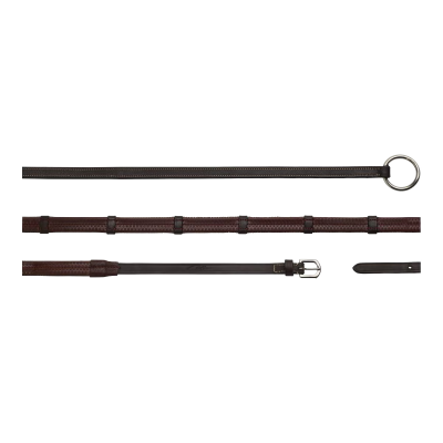 Dy'on Working Collection Rubber Reins 1/2" with 7 Leather Stops Ring Closure