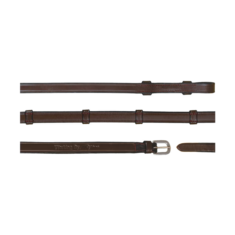Dy'on Working Collection 5/8" Full Leather Double Bridle Reins With 7 Leather Loops - Image 2