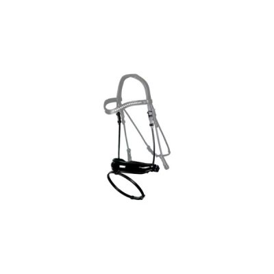 Dy'on Dressage Collection Round Leather Patent Large Crank Noseband with Flash